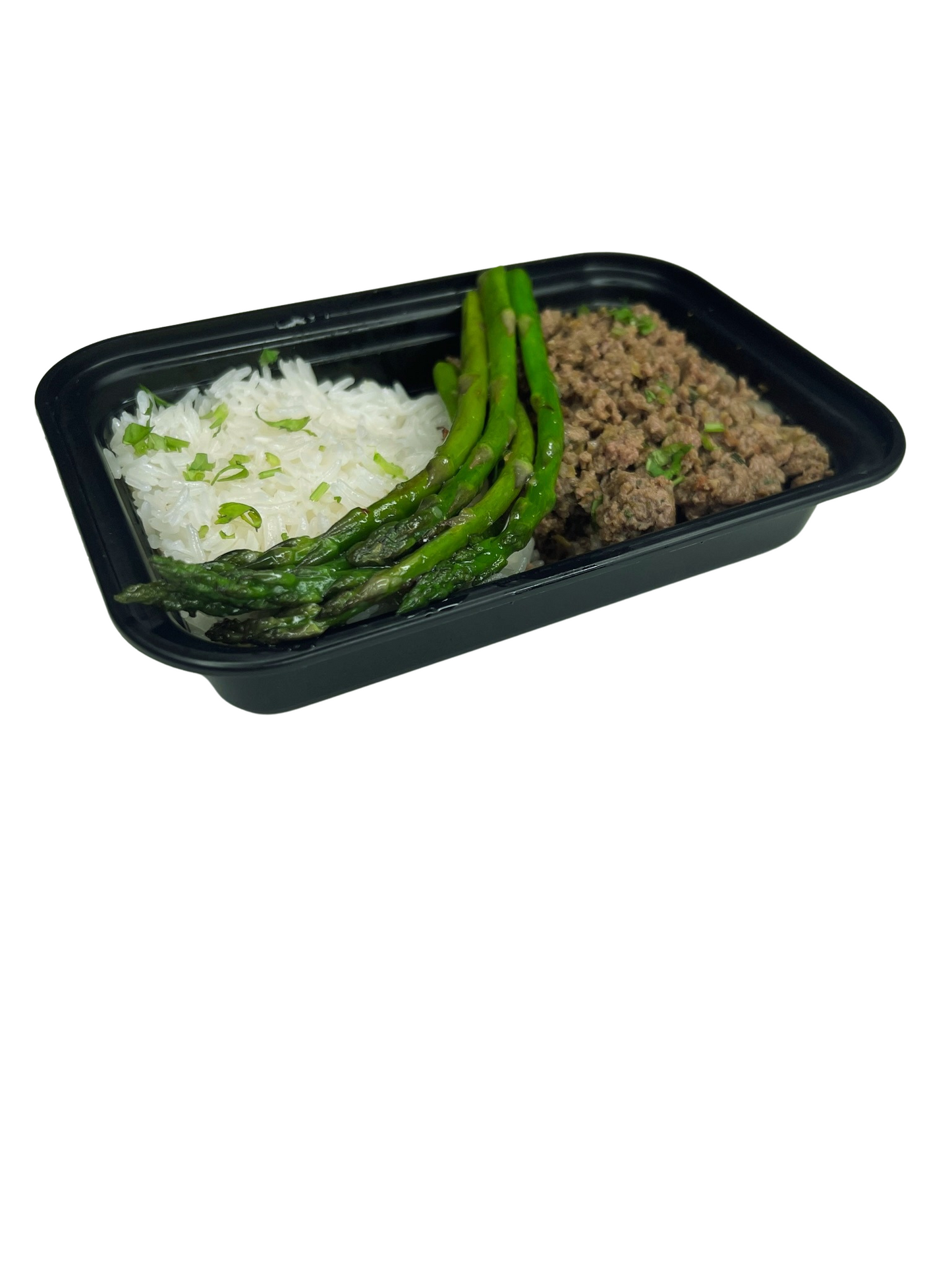 Arroz jazmin con carne molida de res y esparragos