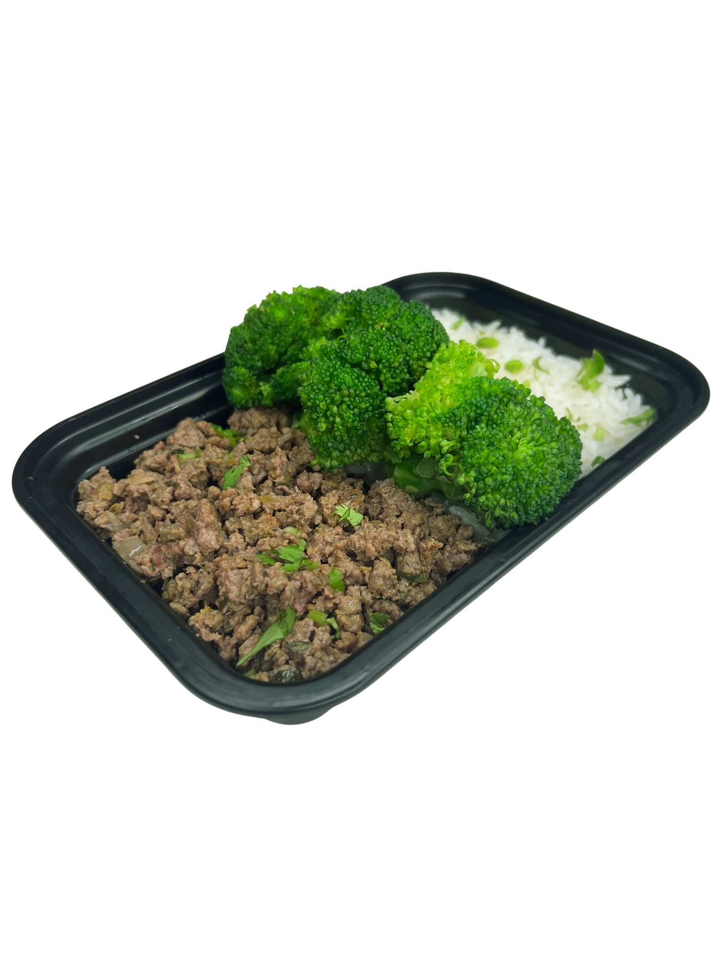 Carne molida de res con arroz jazmin y brocoli