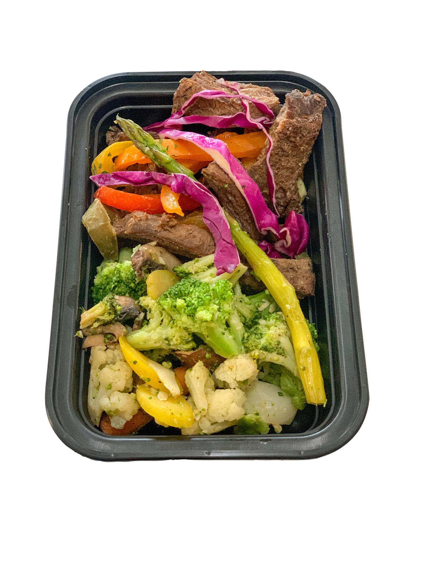Fajitas de churrasco con Vegetales salteados