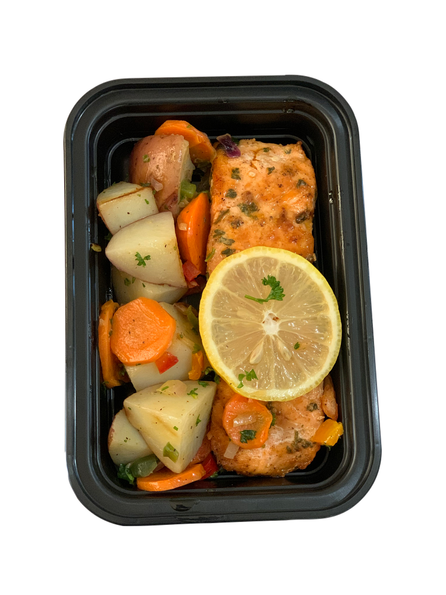 Salmón con Mix de Papas y Zanahorias salteada