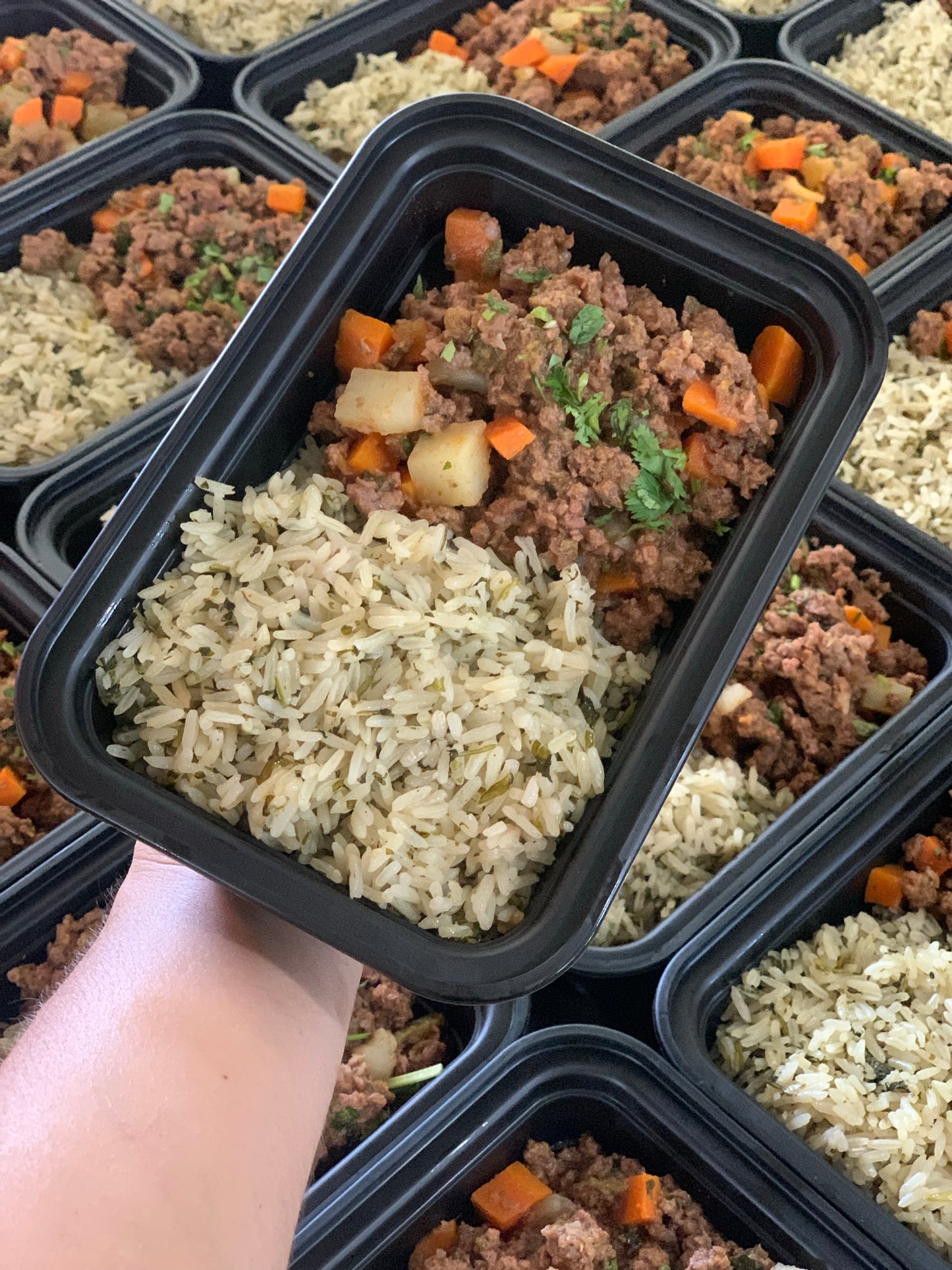 Arroz “verde” con Picadillo de Res