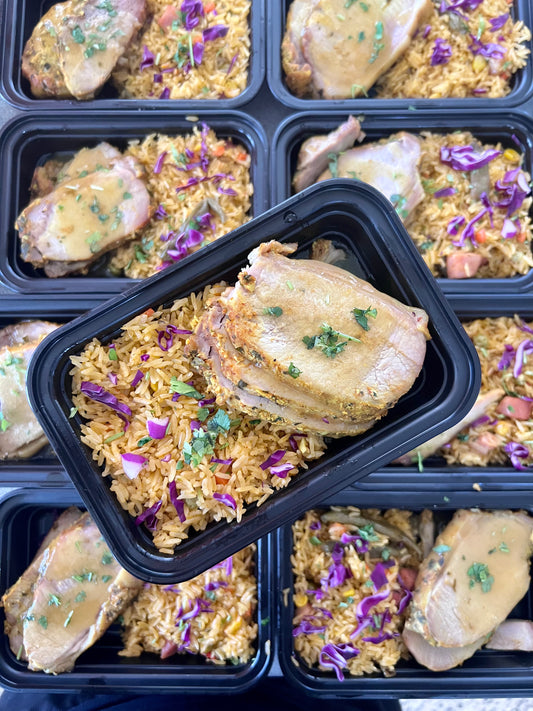 Arroz a la jardinera con Lomo de Cerdo al horno